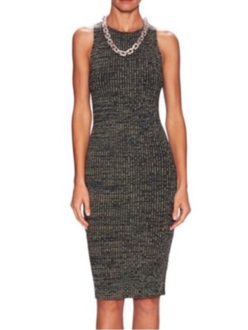 Ronny Kobo Varvara Textured Bodycon Knit Midi Sleeveless Dress Size L